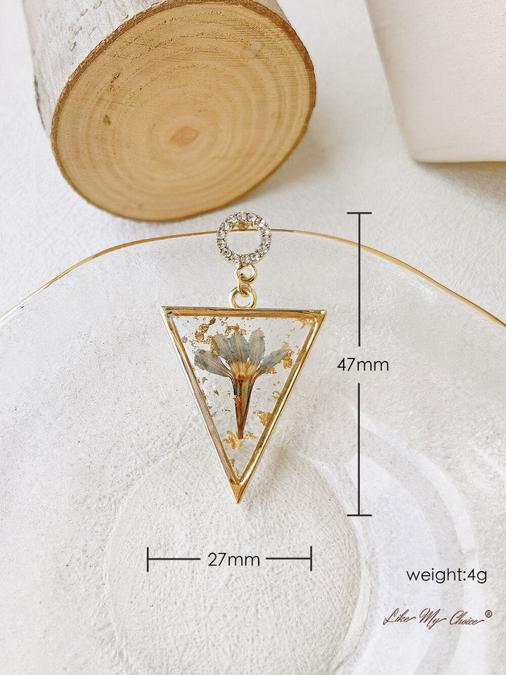 Triangle Handmade Earrings Resin Plant Earrings Small Jewelry Temperament