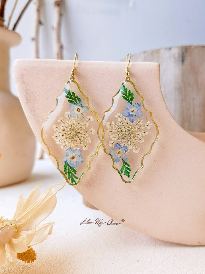 Boucles d'oreilles en fleurs séchées Daisy - fraîches et faites à la main