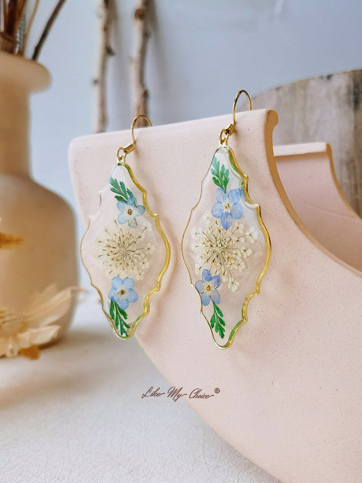 Boucles d'oreilles en fleurs séchées Daisy - fraîches et faites à la main