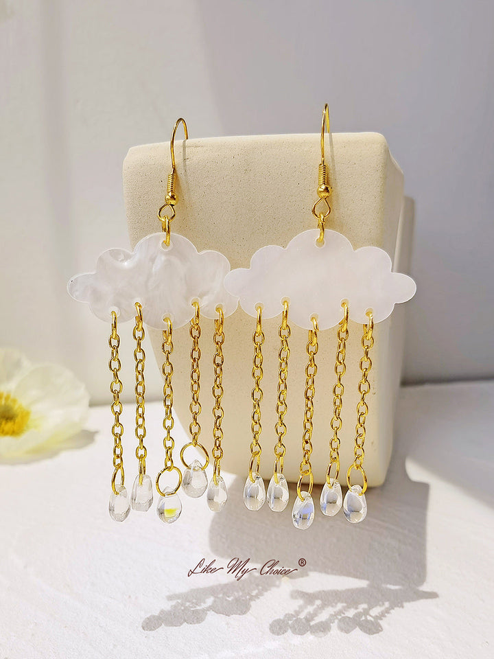 Pendientes boho de lágrima de cristal en forma de nube