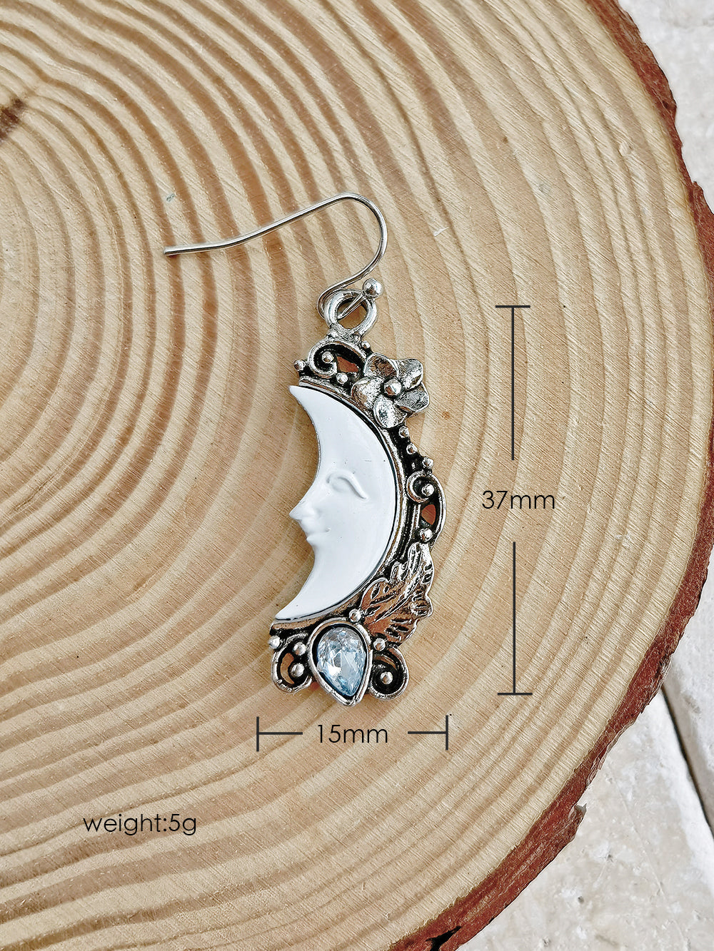 Blue Topaz Pendant Earring med Crescent Moon Motif