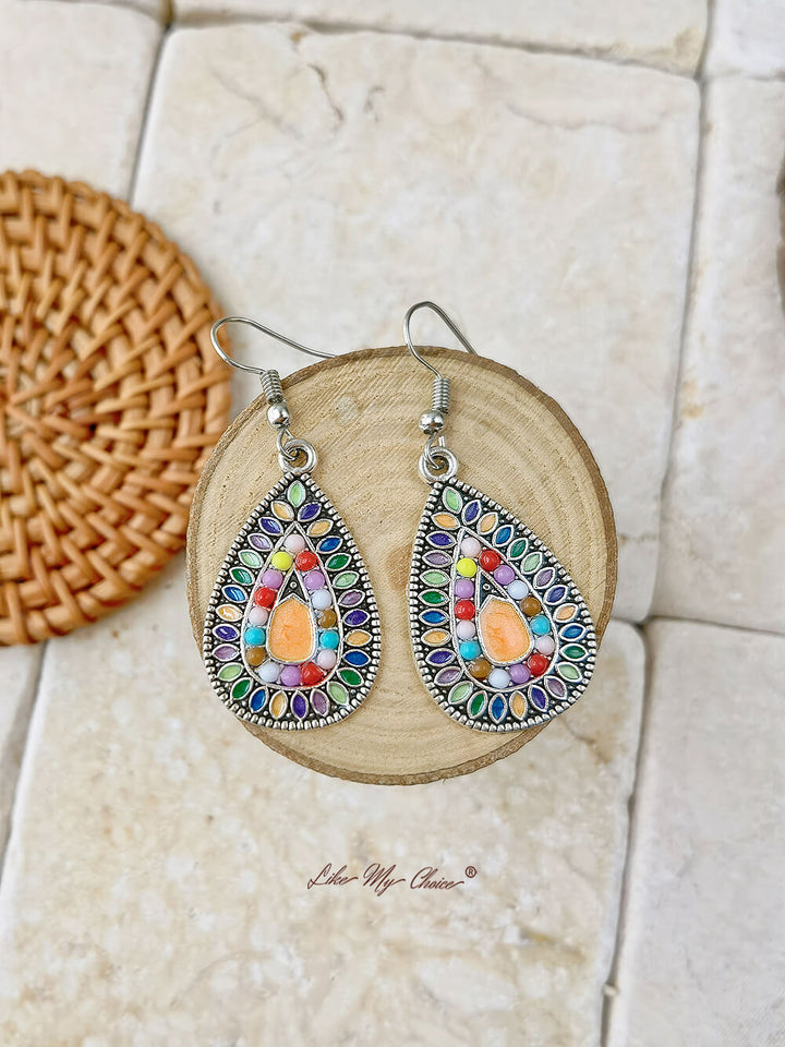 Pendientes boho lágrima de colores