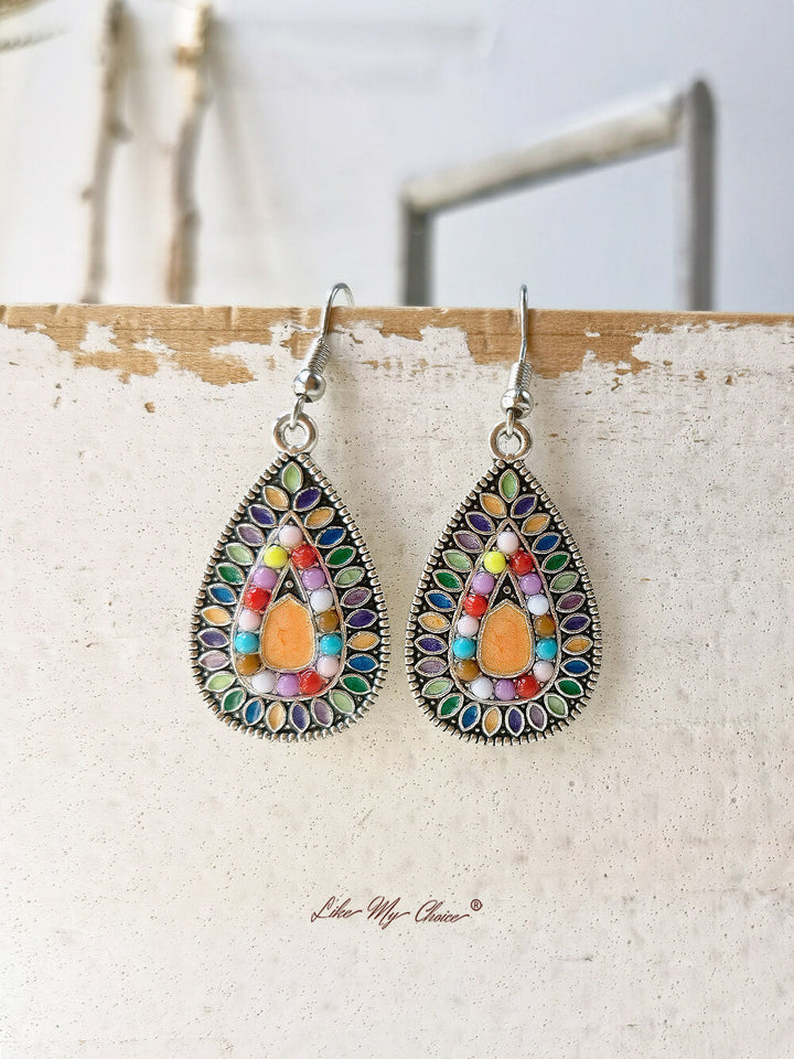 Bunte Teardrop Boho-Ohrringe