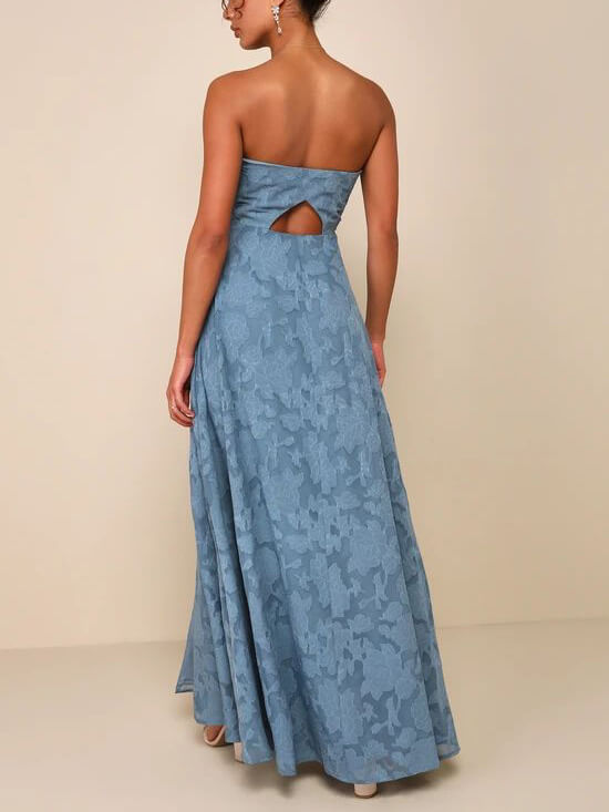 Evening Gown Strapless Slim Fit Slit Maxi Dress