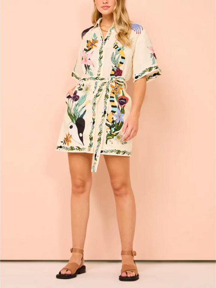 Modern Sophisticated Feel Satin Unique Print Mini Dress