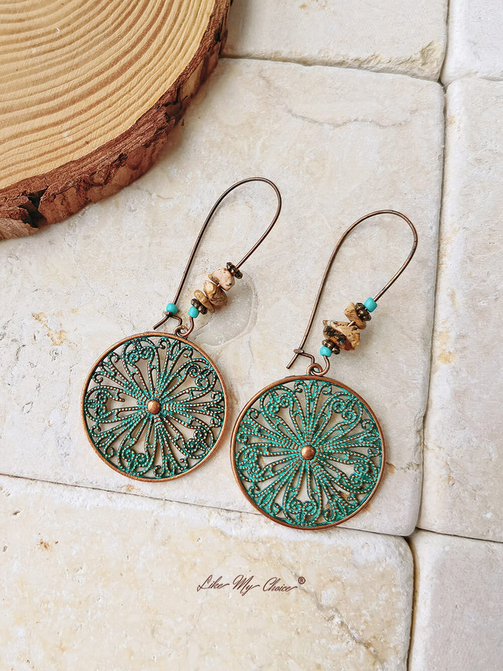 Vintage Round Engraved Hook Ethnic Earrings