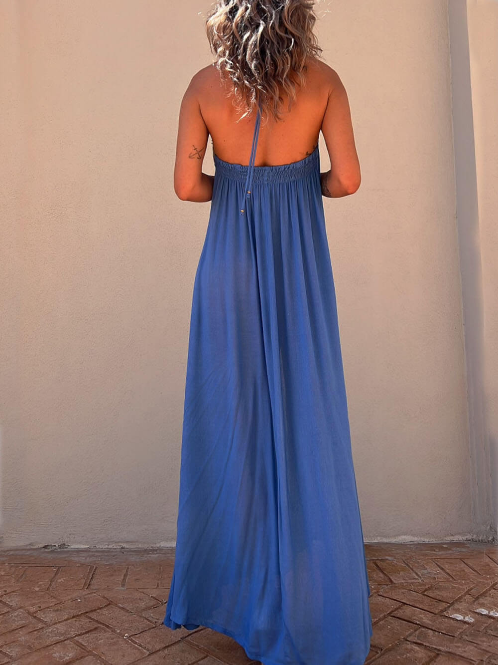 Cuello Halter Casual Resort Maxi Vestido