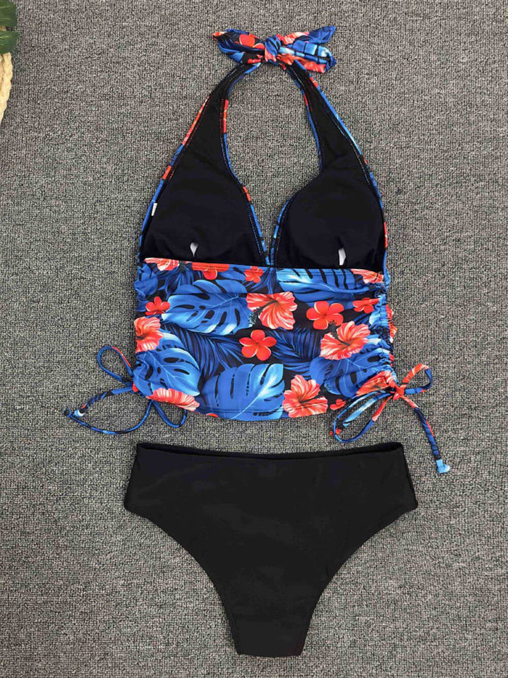 Strappy imprimate Split Crossover Bikini