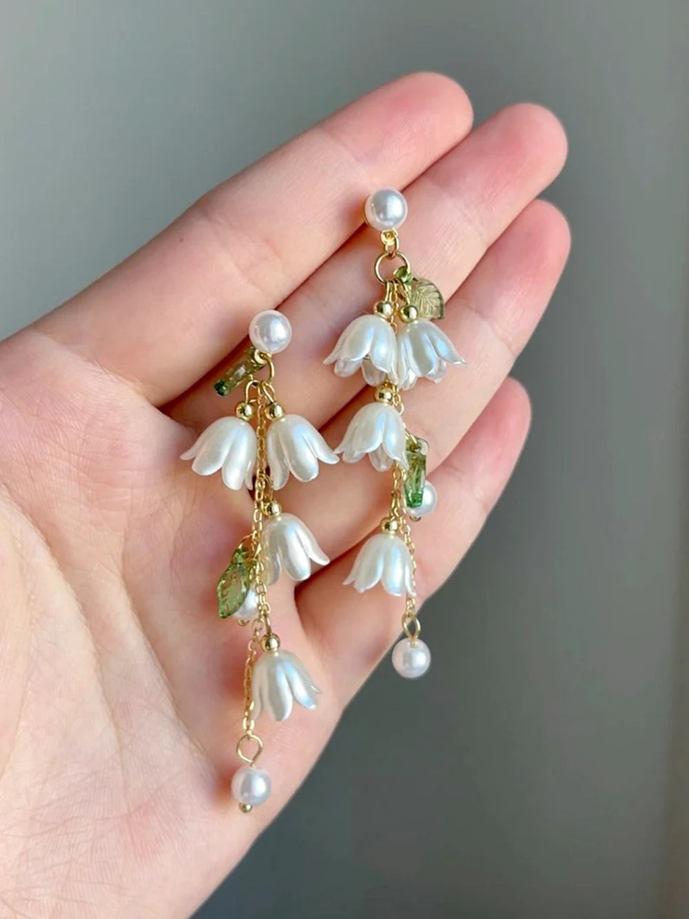 Boucles d'oreilles Tassel - Tulipes Bow White Fairy Flowers