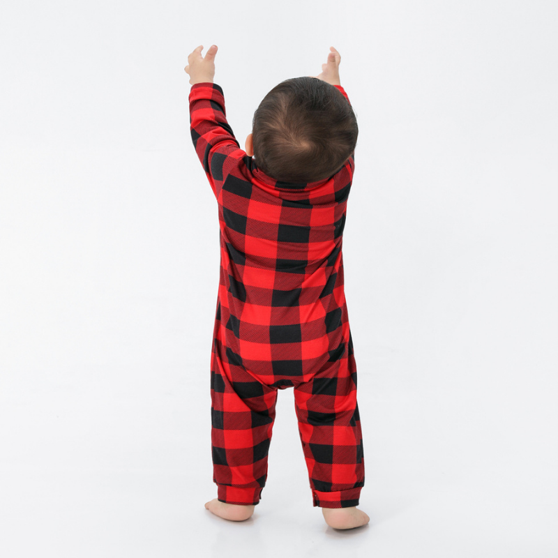 Kerstmis Plaid Staande Kraag Familie Pyjama Set