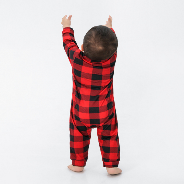 Christmas Plaid Stand-up Collar Family Pajamas Set