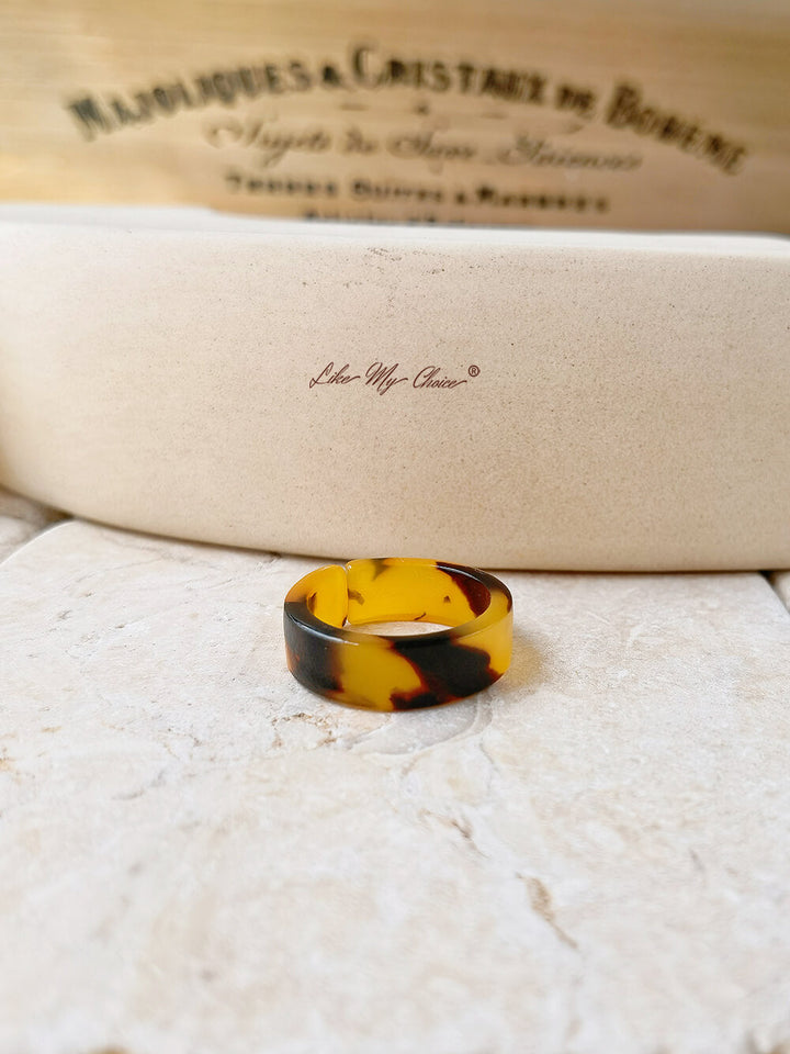 Bague ouverte en tortue mixte