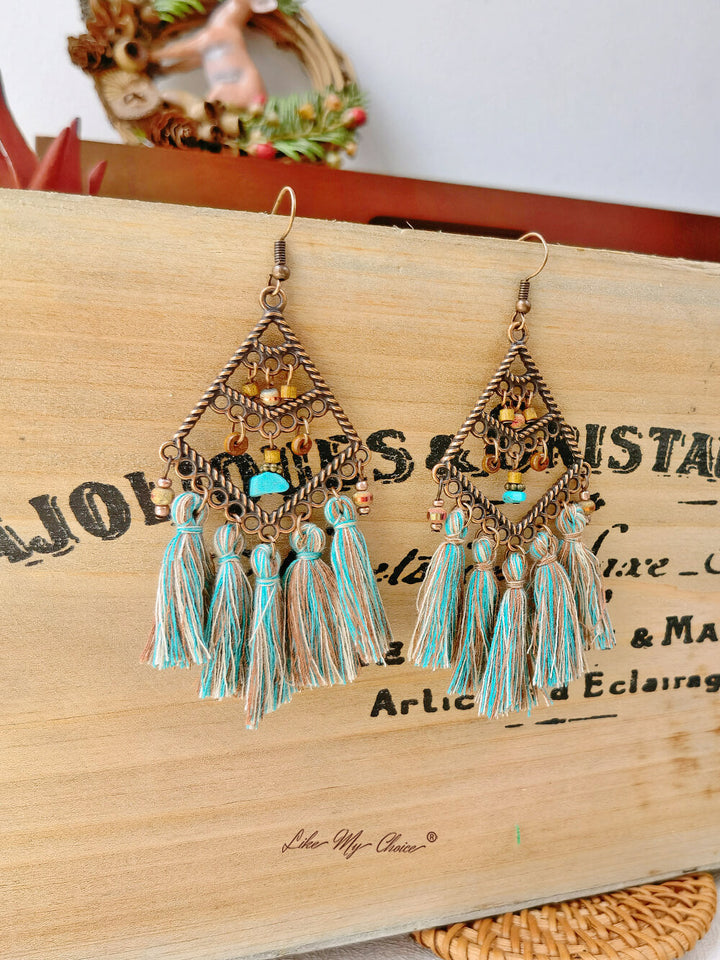 Pendientes geométricos retro bohemios