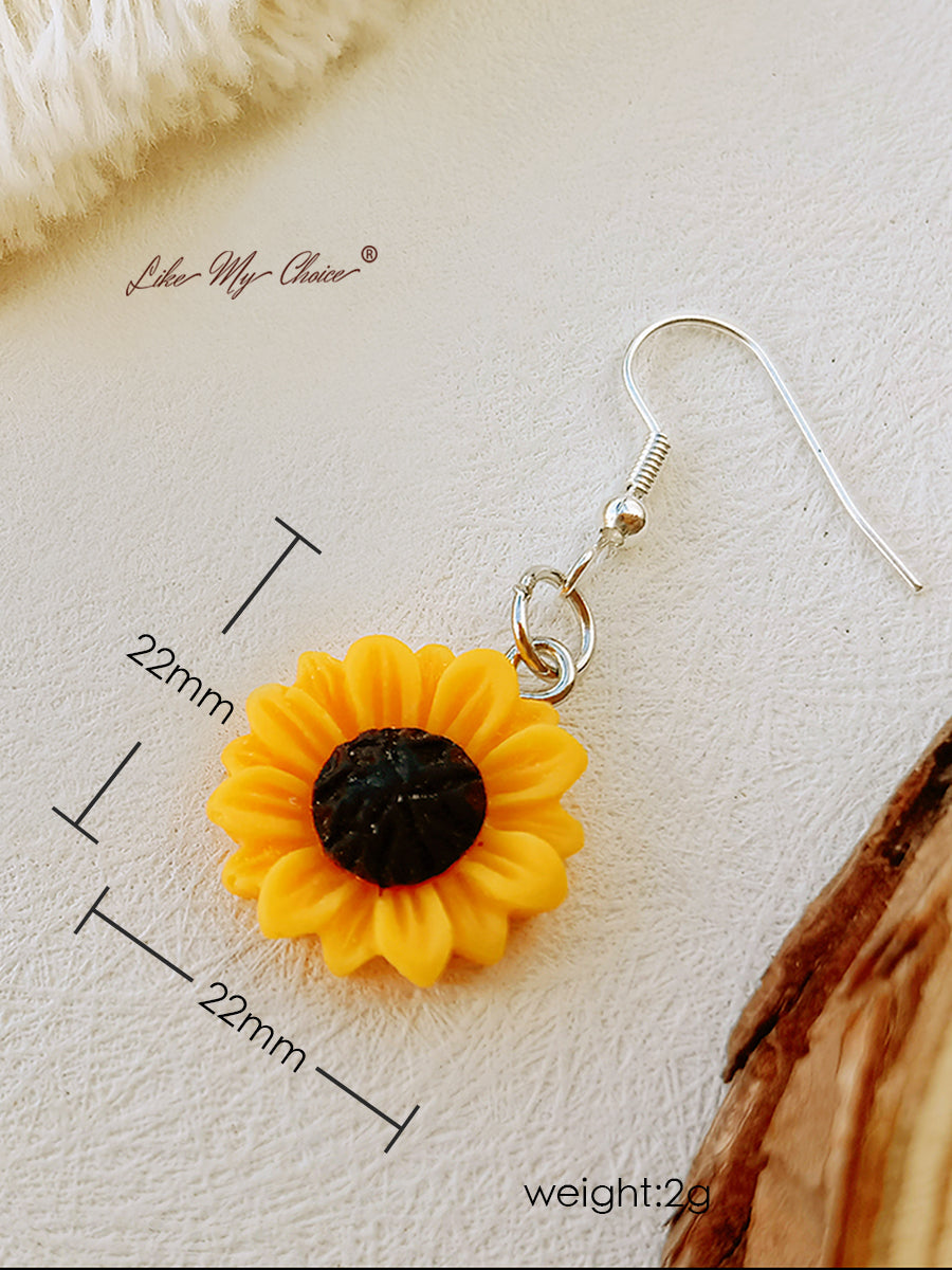 Pendientes flor de girasol vintage