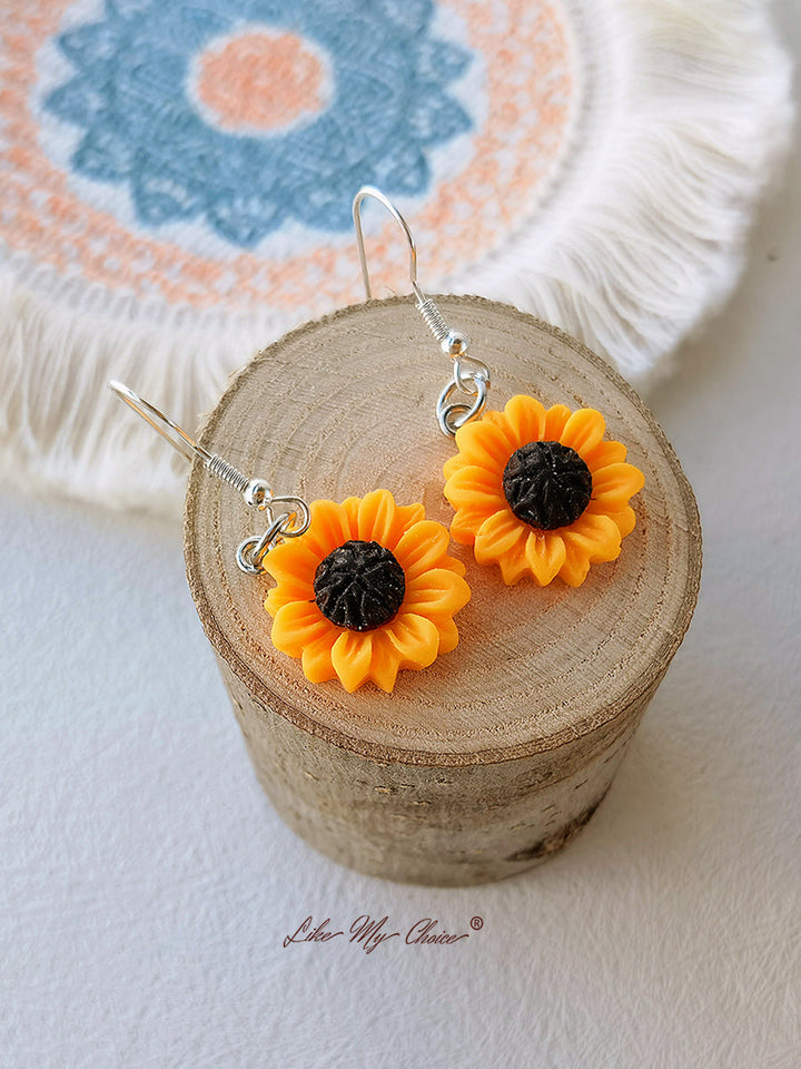 Boucles d'oreilles tournesol vintage