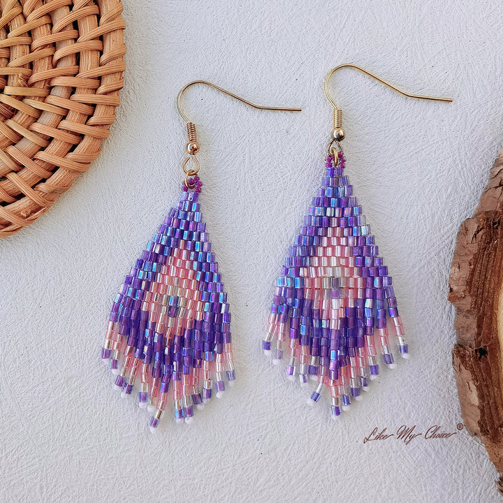 Boucles d'oreilles Boho avec pompons et perles