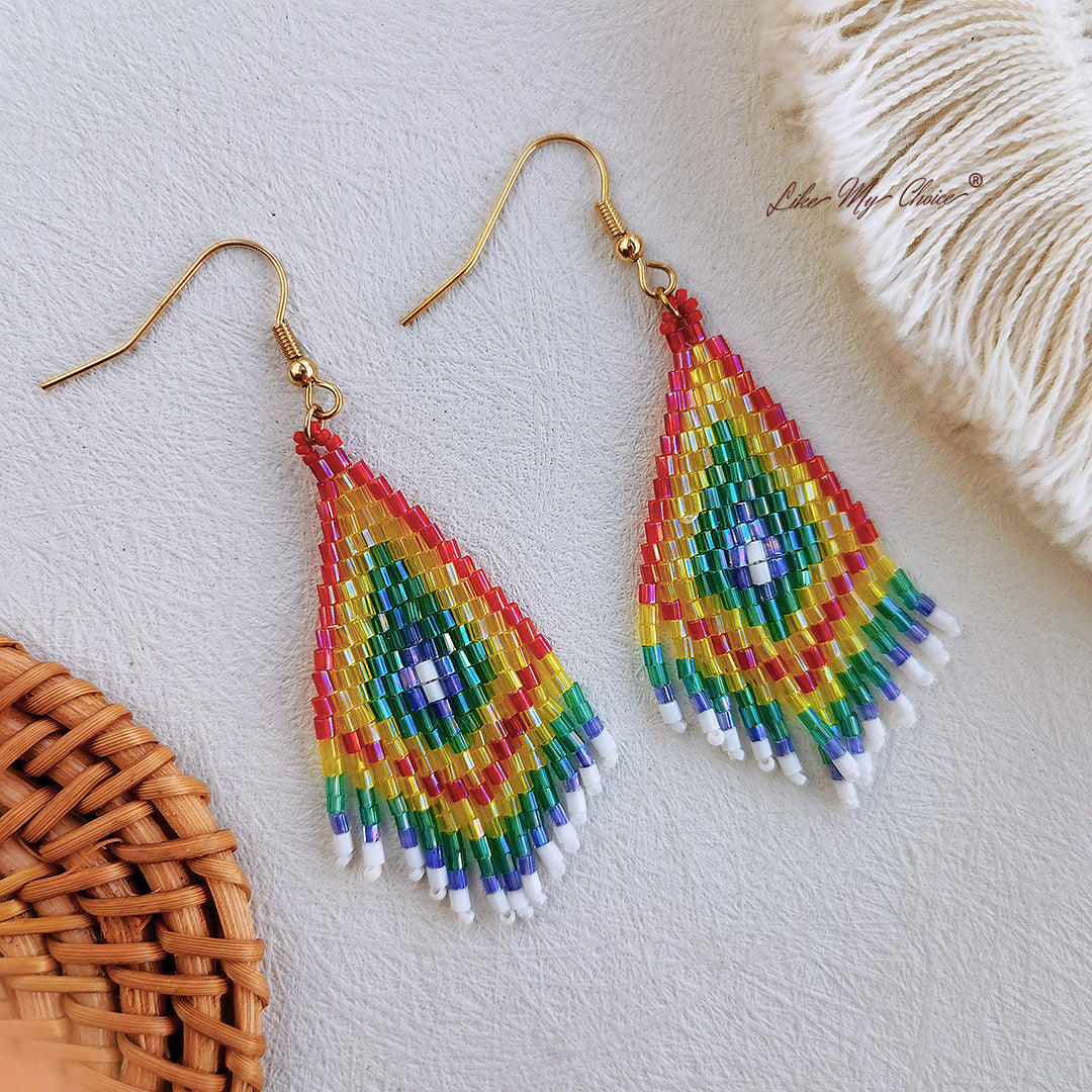 Boucles d'oreilles Boho avec pompons et perles