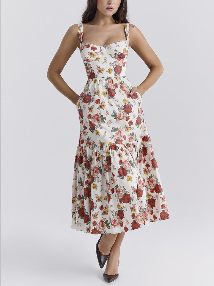 Dulce Spicy Style Floral Backless Midi Rochii