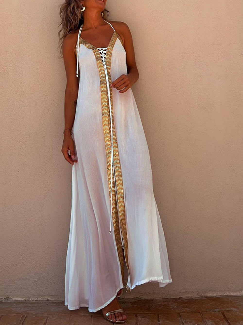 Halter Neck Casual Resort Maxi φόρεμα