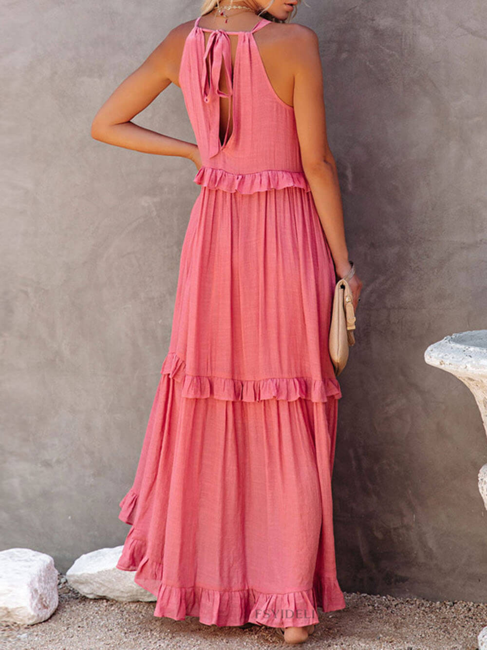 Maxivestido sin mangas pastel irregular