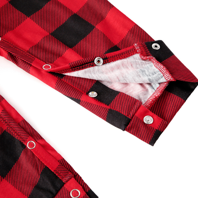 Crăciun Plaid Stand-up Collar Familie Pijama Set