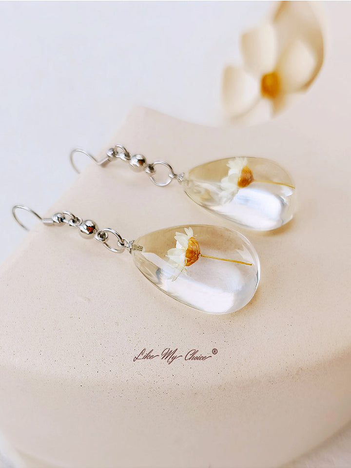 Boucles d'oreilles gouttes d'eau Dahlberg Daisy Dried Flowers of Happiness