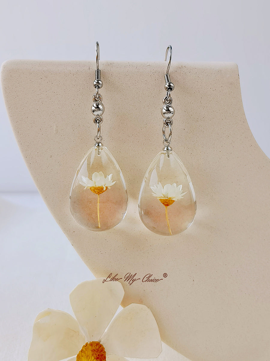 Boucles d'oreilles gouttes d'eau Dahlberg Daisy Dried Flowers of Happiness