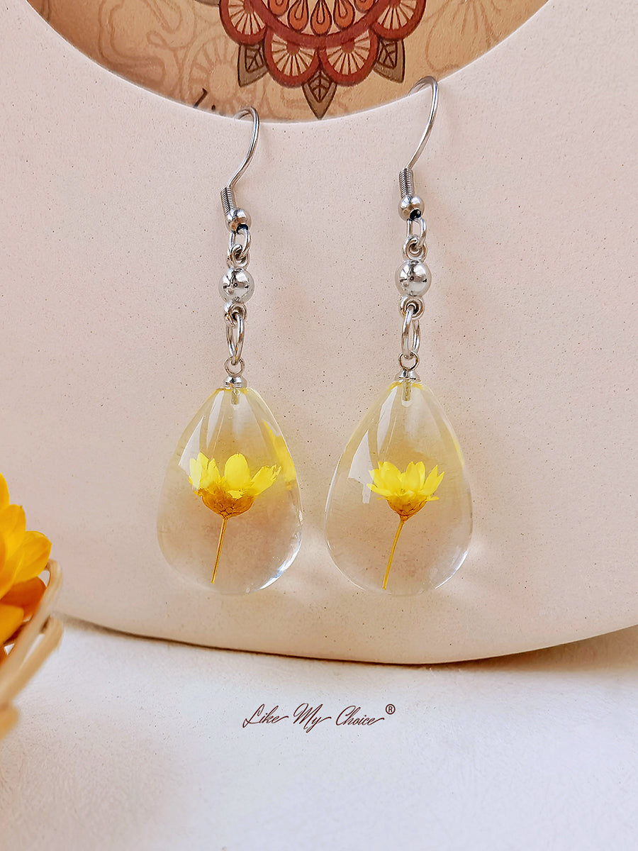 Boucles d'oreilles gouttes d'eau Dahlberg Daisy Dried Flowers of Happiness