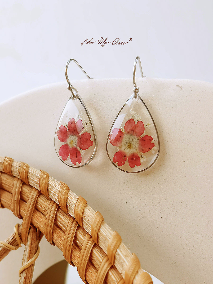 Boucles d'oreilles en résine fleur de verveine Bijoux floraux