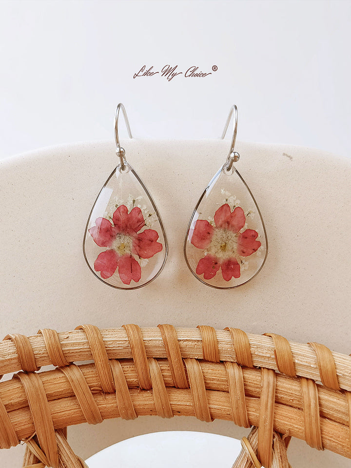 Pendientes de resina Flor de verbena Joyería floral