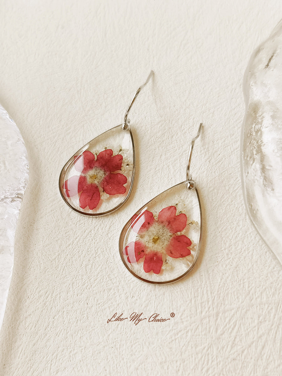 Pendientes de resina Flor de verbena Joyería floral