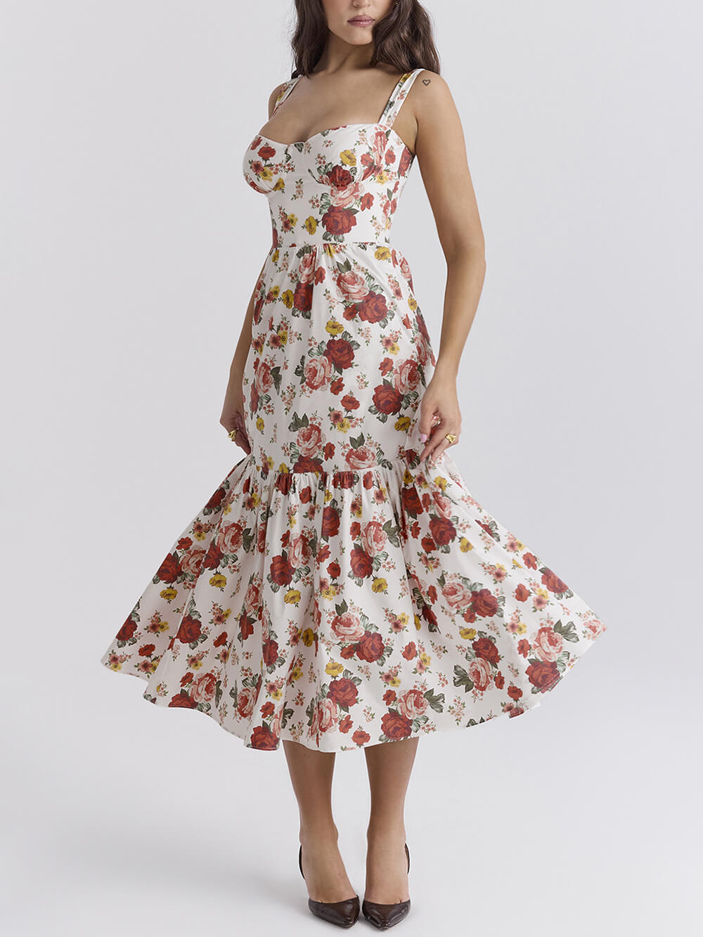 Dulce estilo picante Vestidos midi florales sin espalda