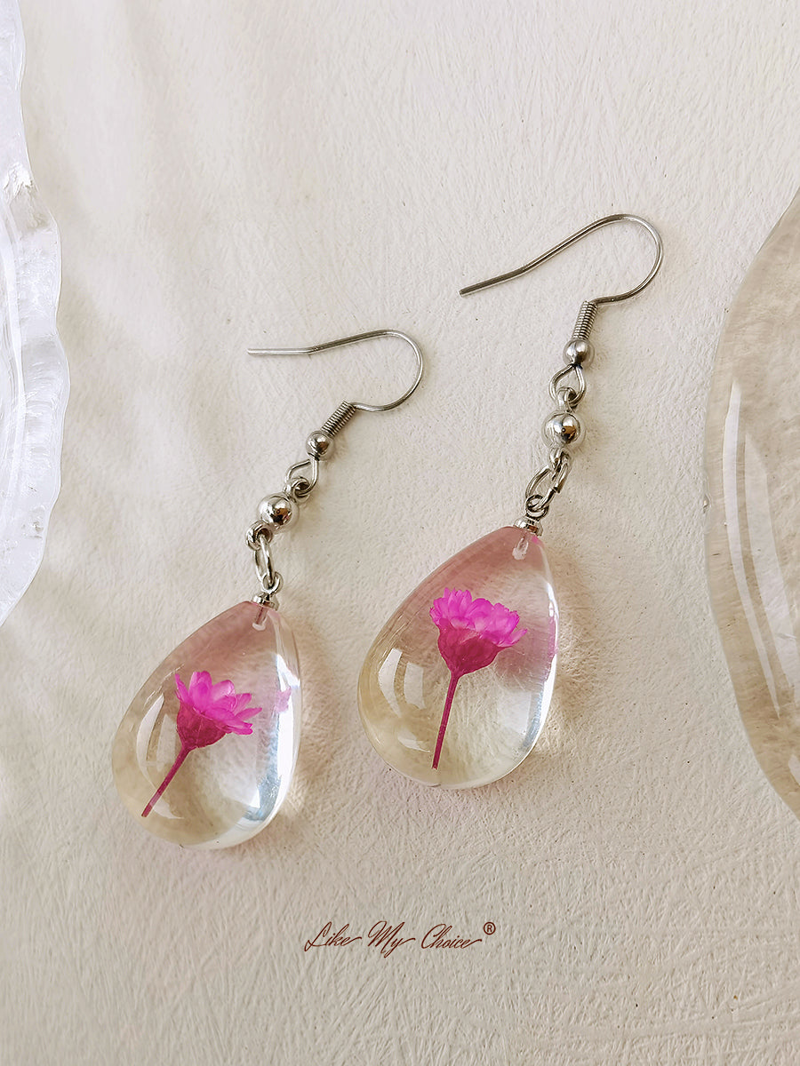 Boucles d'oreilles gouttes d'eau Dahlberg Daisy Dried Flowers of Happiness