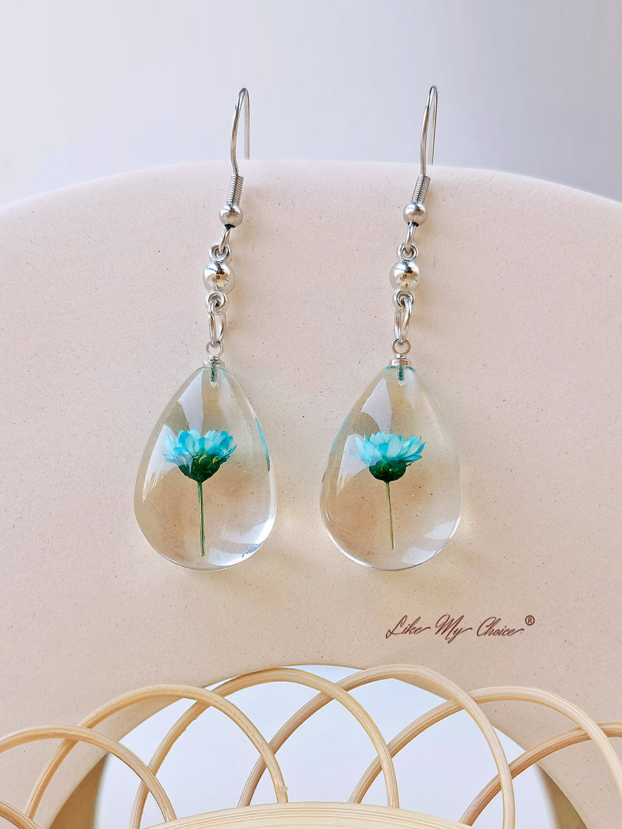 Boucles d'oreilles gouttes d'eau Dahlberg Daisy Dried Flowers of Happiness