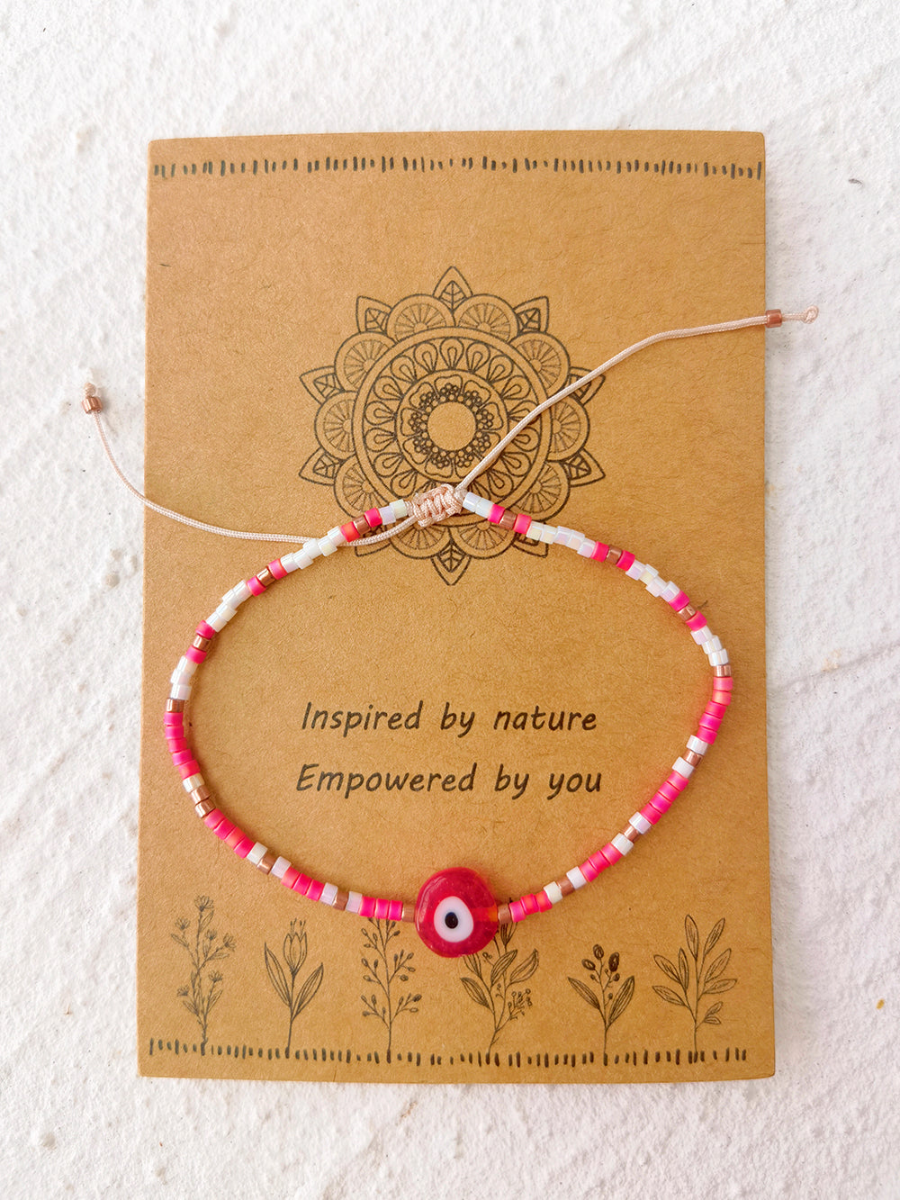 Pulsera ajustable de cordón con cuentas Ojo Rojo