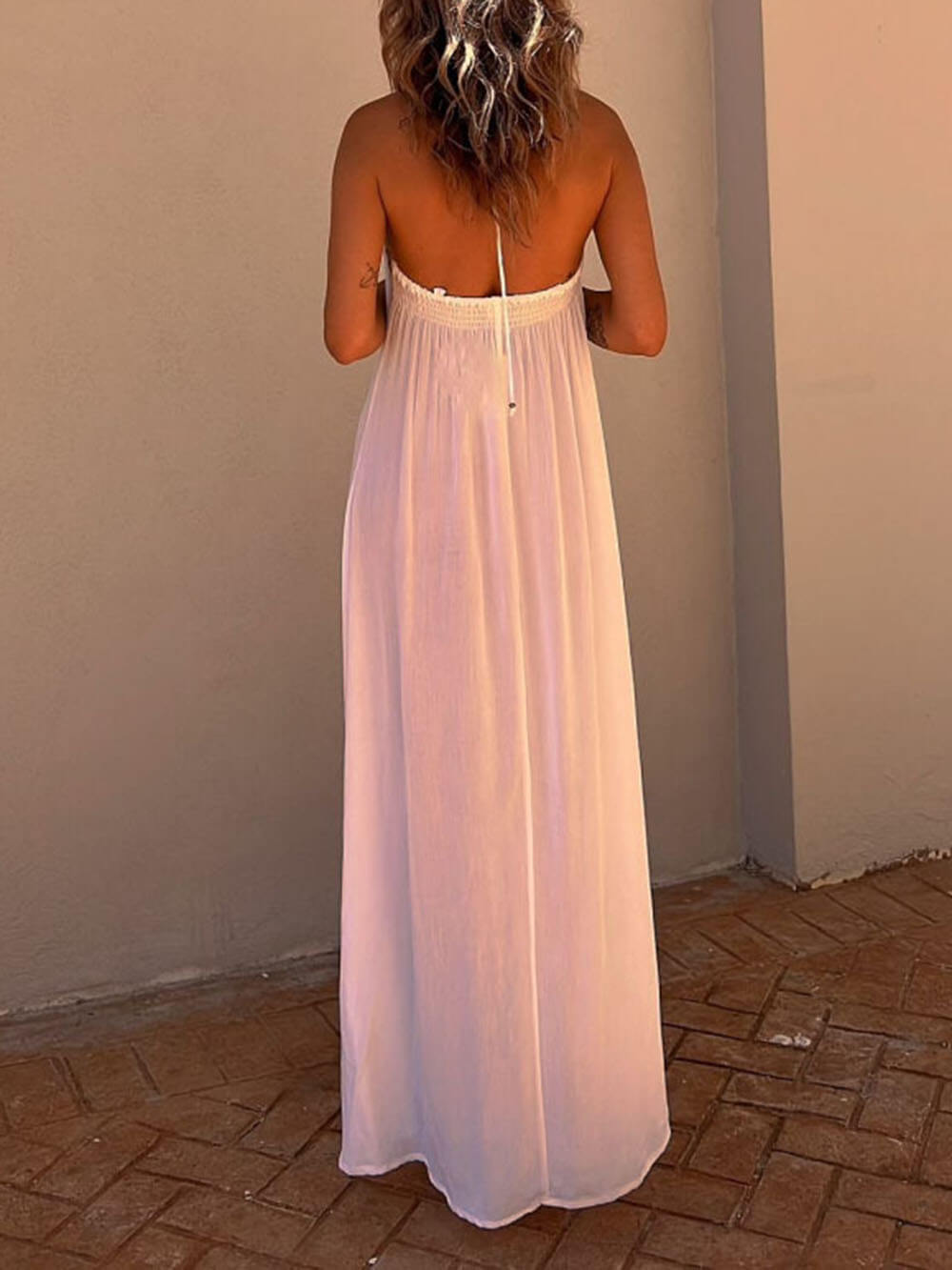 Robe Maxi Resort décontractée à col licou