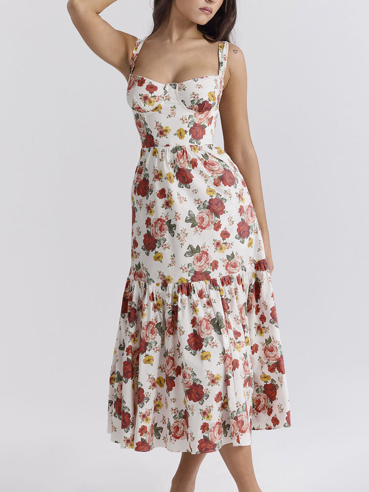 Dulce Spicy Style Floral Backless Midi Rochii