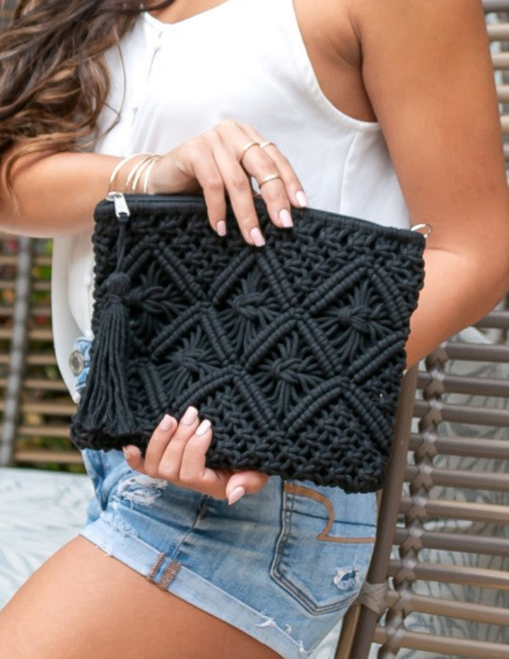 Diamond model Macrame Tassel Clutch