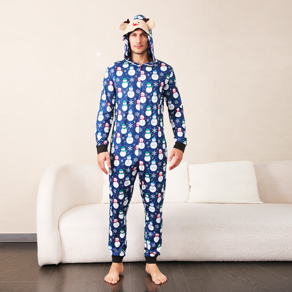 Bonhomme de neige bleu Fmalily Pyjamas assortis Onesies