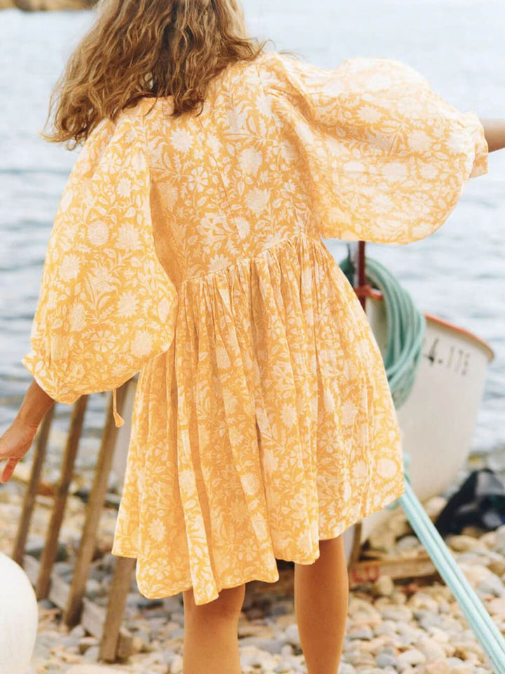 Robe ample imprimée de style rétro pour les vacances