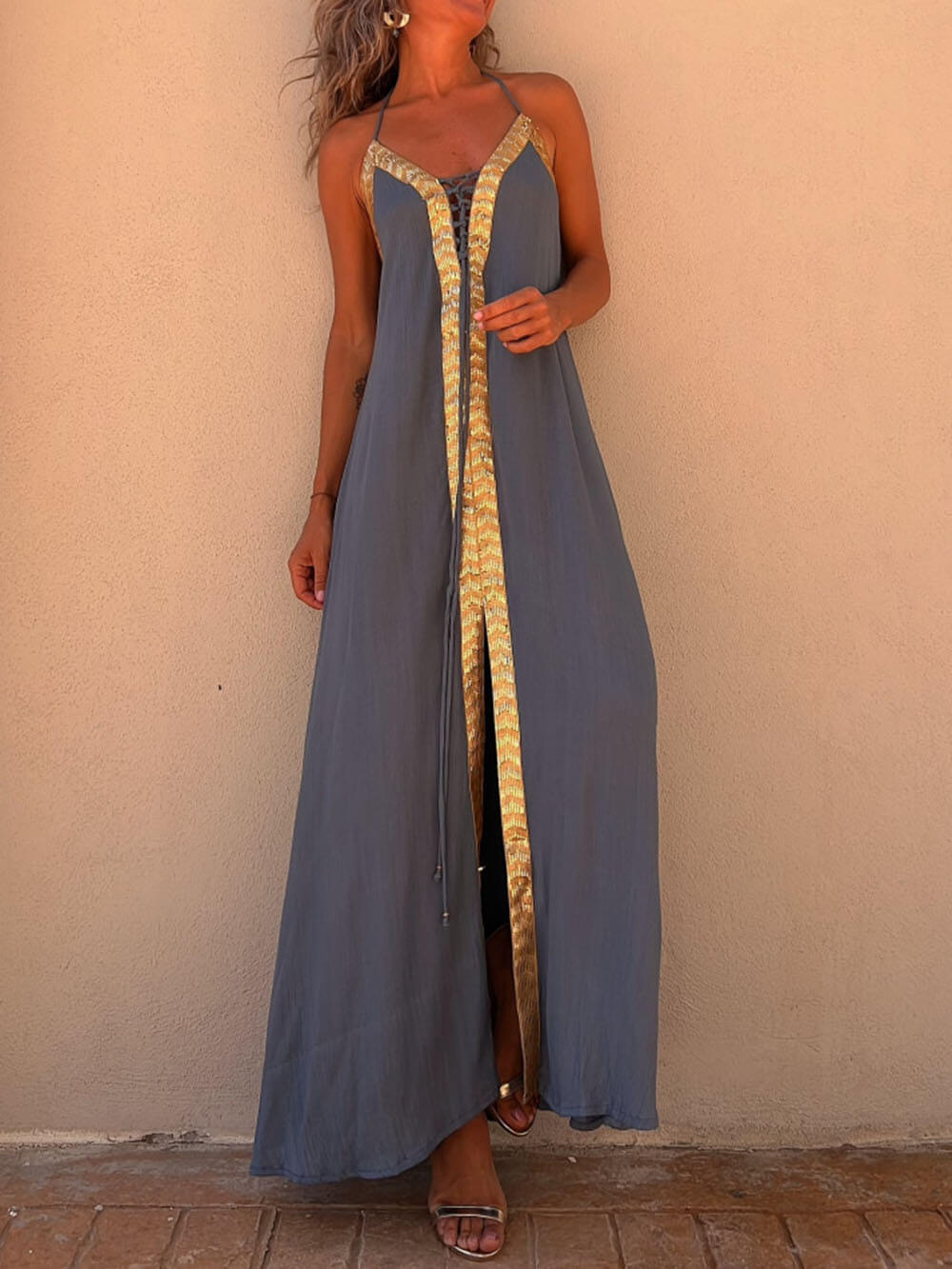 Halter Neck Casual Resort Maxi φόρεμα