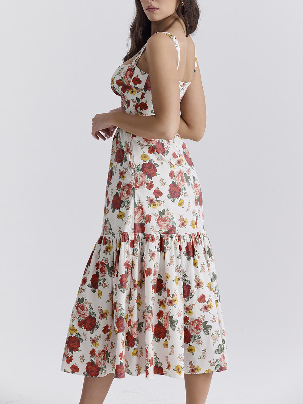 Dulce estilo picante Vestidos midi florales sin espalda