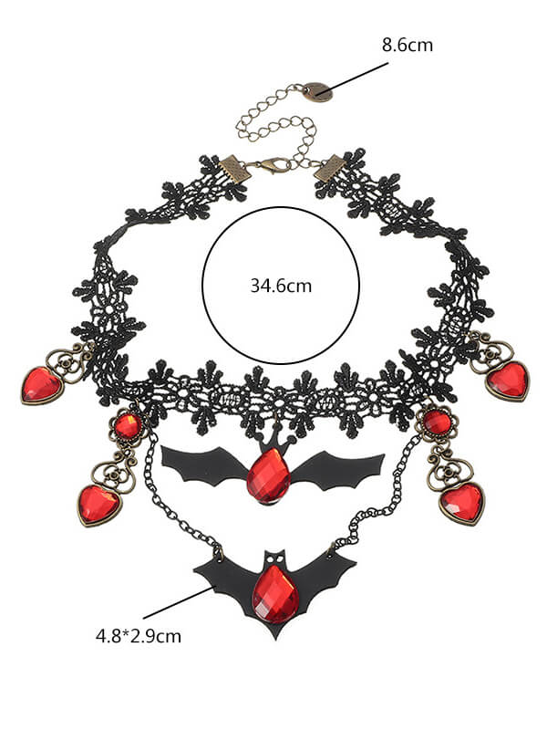 Halloween Bat Personalized Lace Necklace