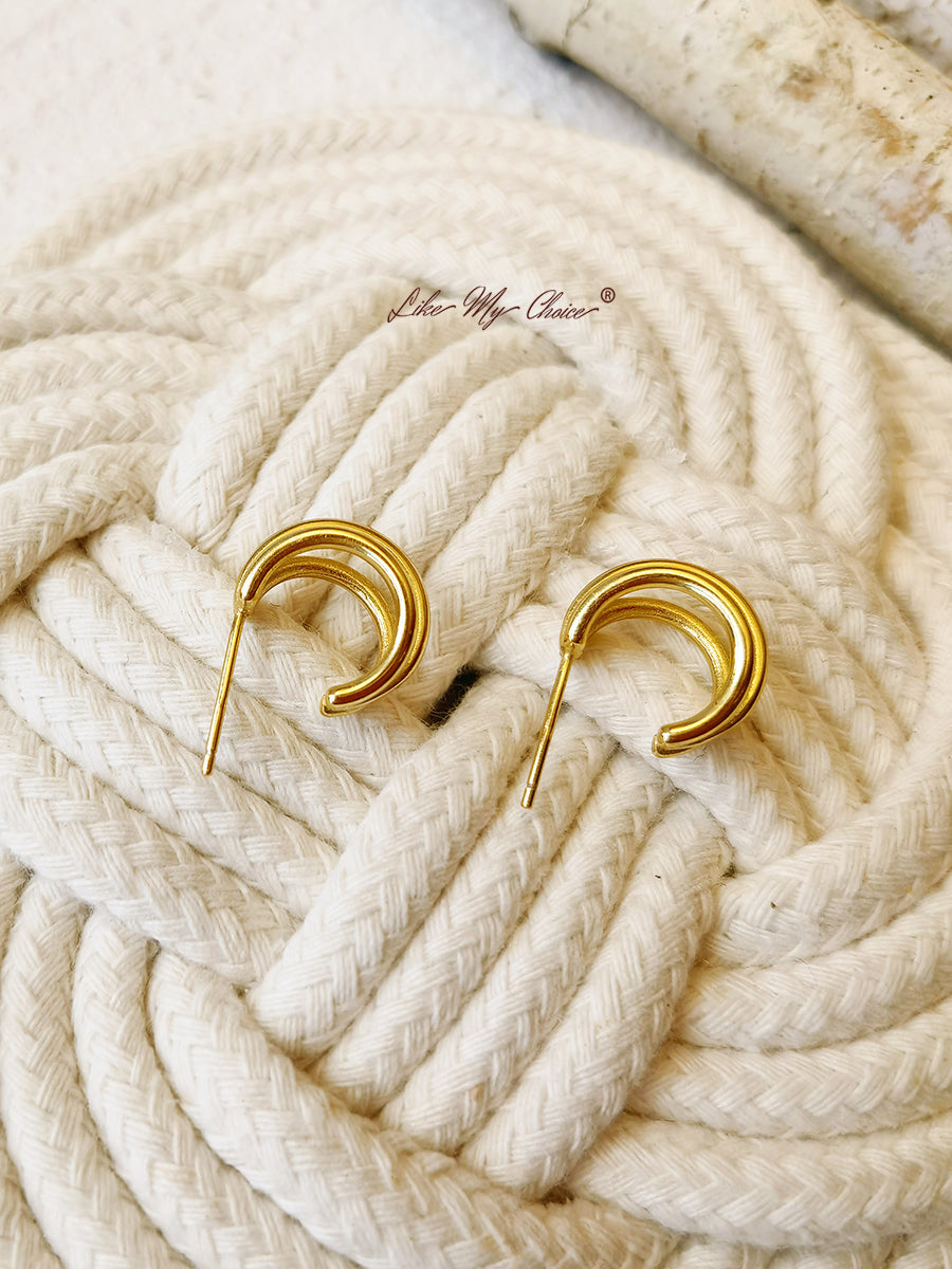 Gold Triple Hoop Earrings