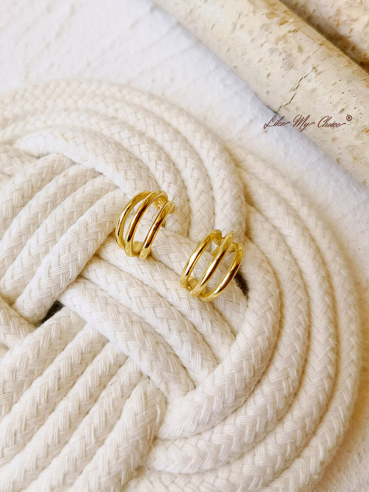 Gold Triple Hoop Earrings