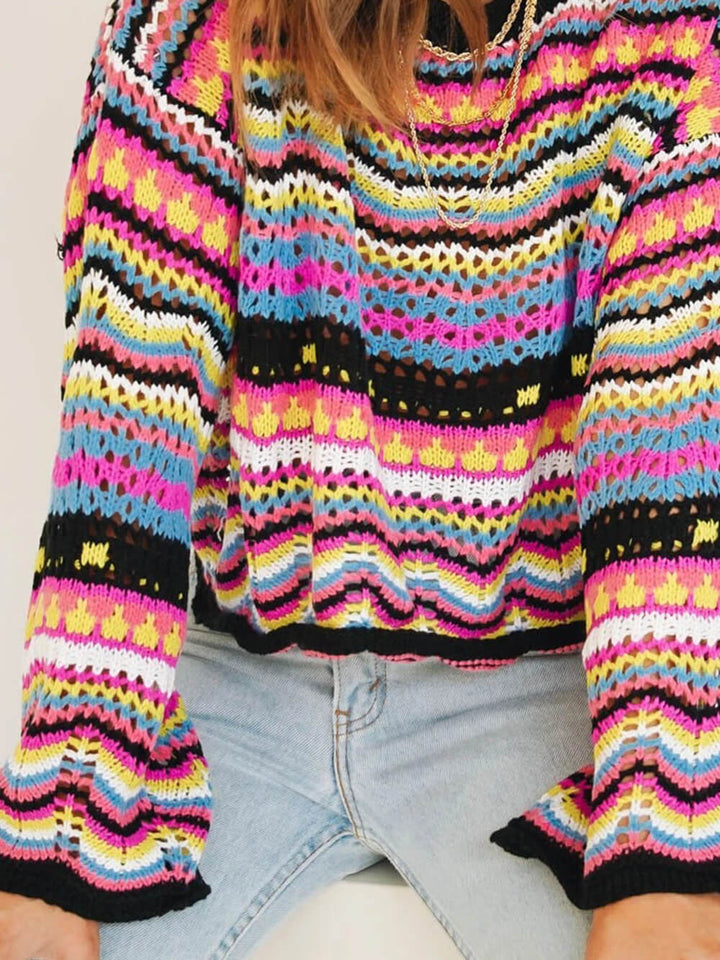 Gestreepte sweater met ronde hals in het midden