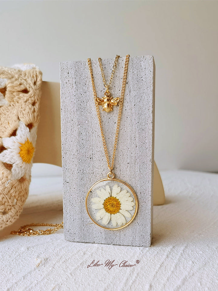 Collar de flores prensadas - Daisy&Bee natural