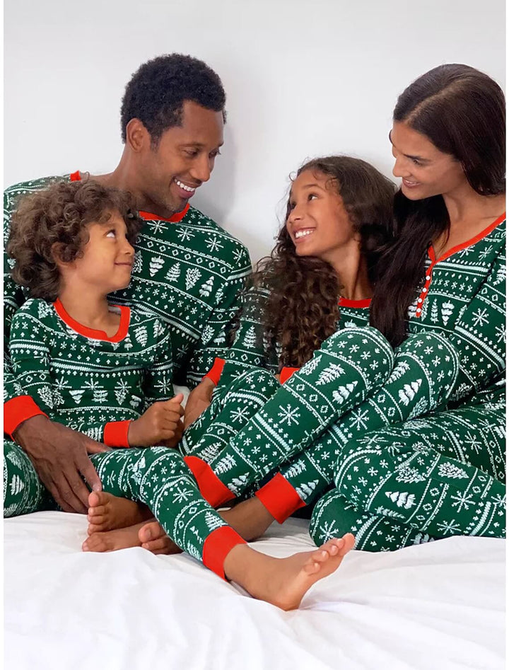 Kerstmis Sneeuwvlok Bomen Familie Pyjama Sets