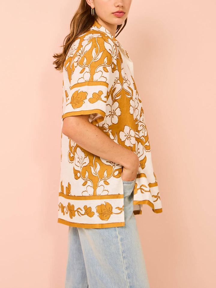 Casual Korte Mouw Shirt Top met Bloemenprint