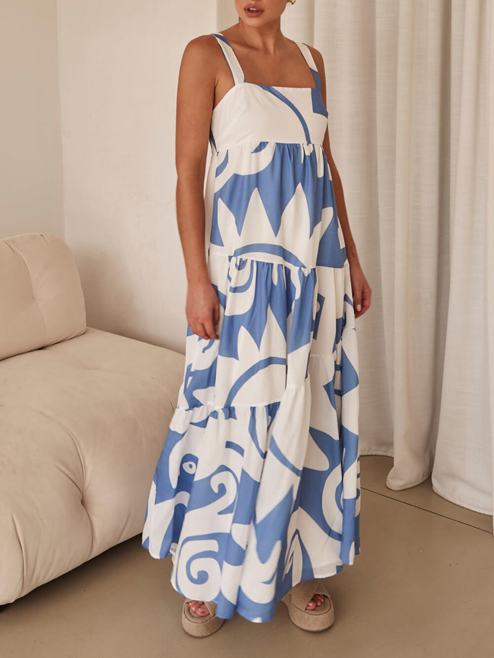 Boheemi geometrinen printti Maxi mekko